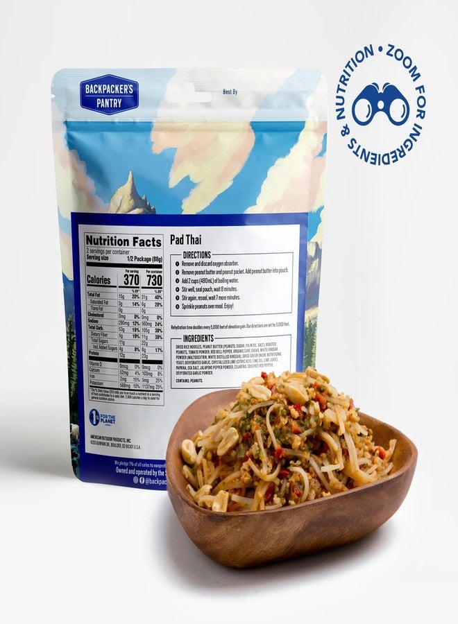Backpacker's Pantry Pad Thai, 2 Servings Per Pouch (6 Count), Freeze Dried Food, 20 Grams of Protein, Vegan, Gluten Free - Image 2